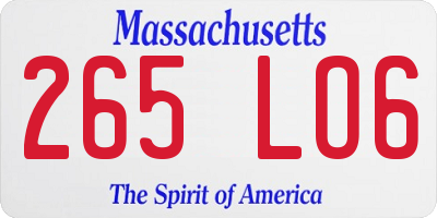 MA license plate 265LO6
