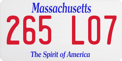 MA license plate 265LO7