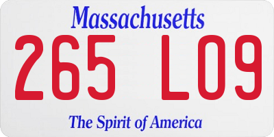 MA license plate 265LO9