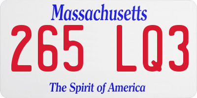 MA license plate 265LQ3