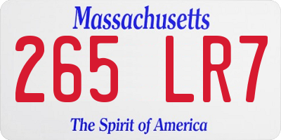 MA license plate 265LR7