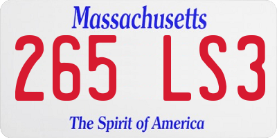 MA license plate 265LS3
