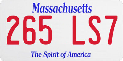 MA license plate 265LS7