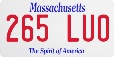 MA license plate 265LU0
