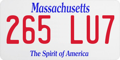 MA license plate 265LU7