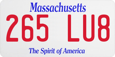 MA license plate 265LU8