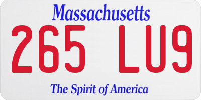 MA license plate 265LU9