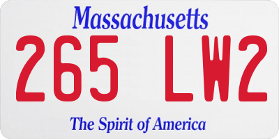 MA license plate 265LW2