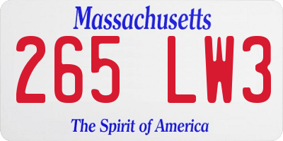MA license plate 265LW3
