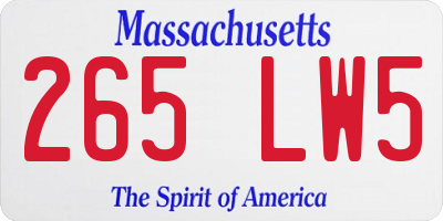 MA license plate 265LW5
