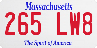 MA license plate 265LW8