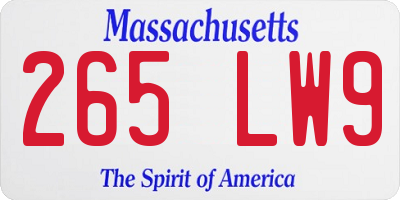 MA license plate 265LW9