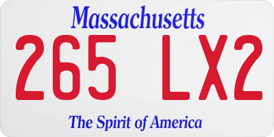 MA license plate 265LX2