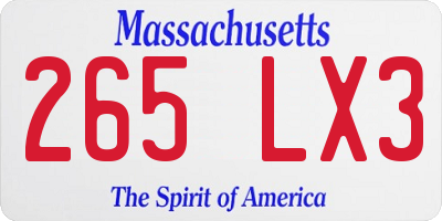 MA license plate 265LX3