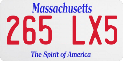 MA license plate 265LX5