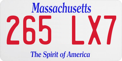 MA license plate 265LX7