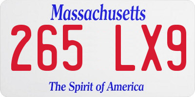 MA license plate 265LX9