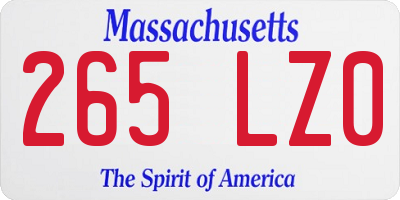 MA license plate 265LZ0