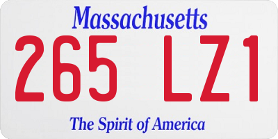 MA license plate 265LZ1