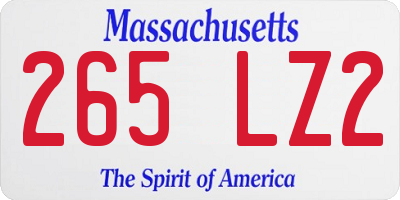 MA license plate 265LZ2