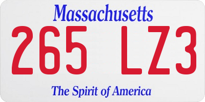 MA license plate 265LZ3
