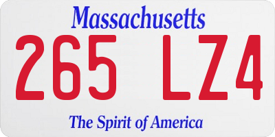 MA license plate 265LZ4