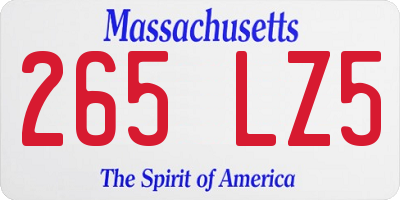 MA license plate 265LZ5