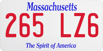 MA license plate 265LZ6