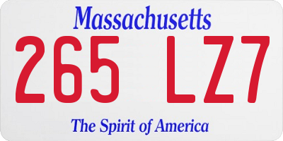 MA license plate 265LZ7