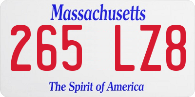 MA license plate 265LZ8