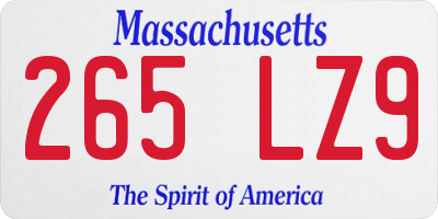 MA license plate 265LZ9