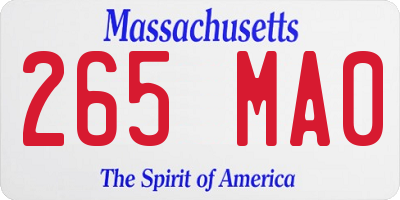 MA license plate 265MA0