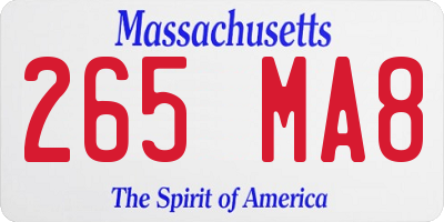 MA license plate 265MA8