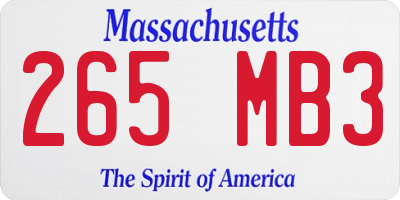 MA license plate 265MB3
