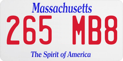 MA license plate 265MB8