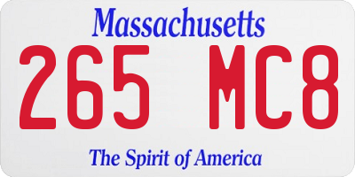 MA license plate 265MC8