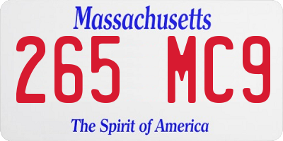 MA license plate 265MC9