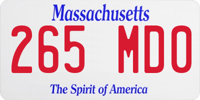 MA license plate 265MD0