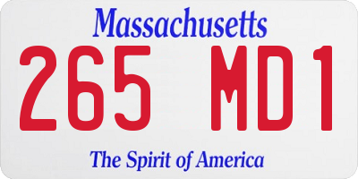MA license plate 265MD1