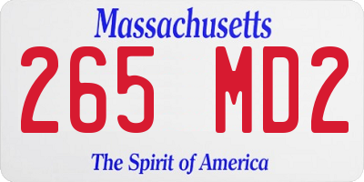 MA license plate 265MD2