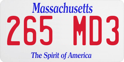 MA license plate 265MD3