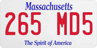 MA license plate 265MD5