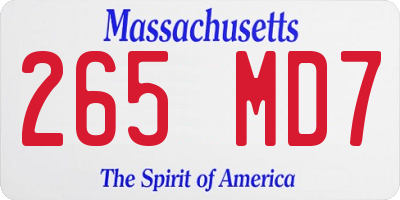 MA license plate 265MD7