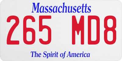 MA license plate 265MD8