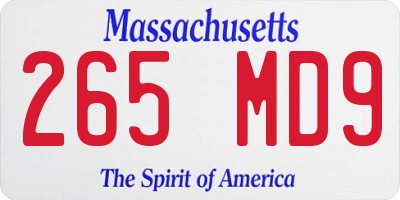 MA license plate 265MD9