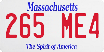 MA license plate 265ME4