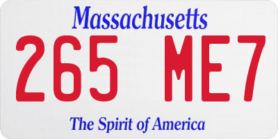 MA license plate 265ME7