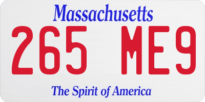 MA license plate 265ME9