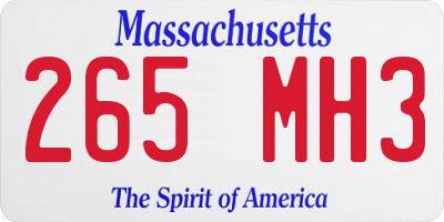 MA license plate 265MH3