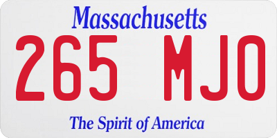 MA license plate 265MJ0